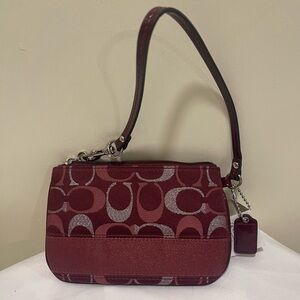 Coach NWT canvas Burgundy Signature C Wristlet